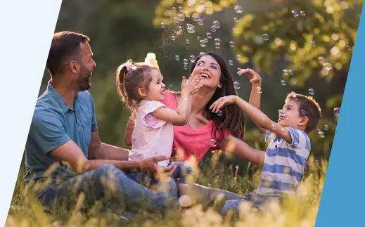 Asian family outdoors