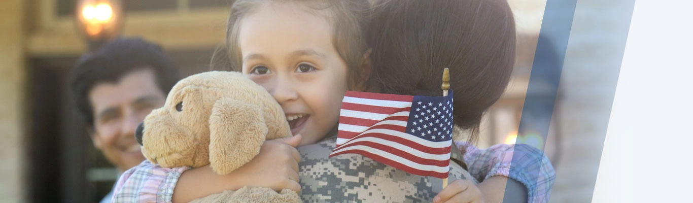 daughter greets VA mother flag