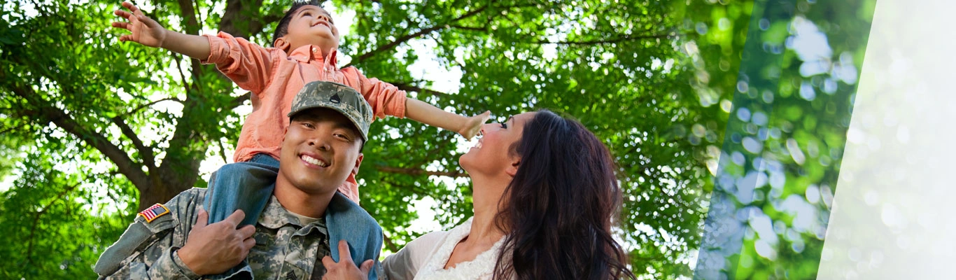 VA Military family playing outside