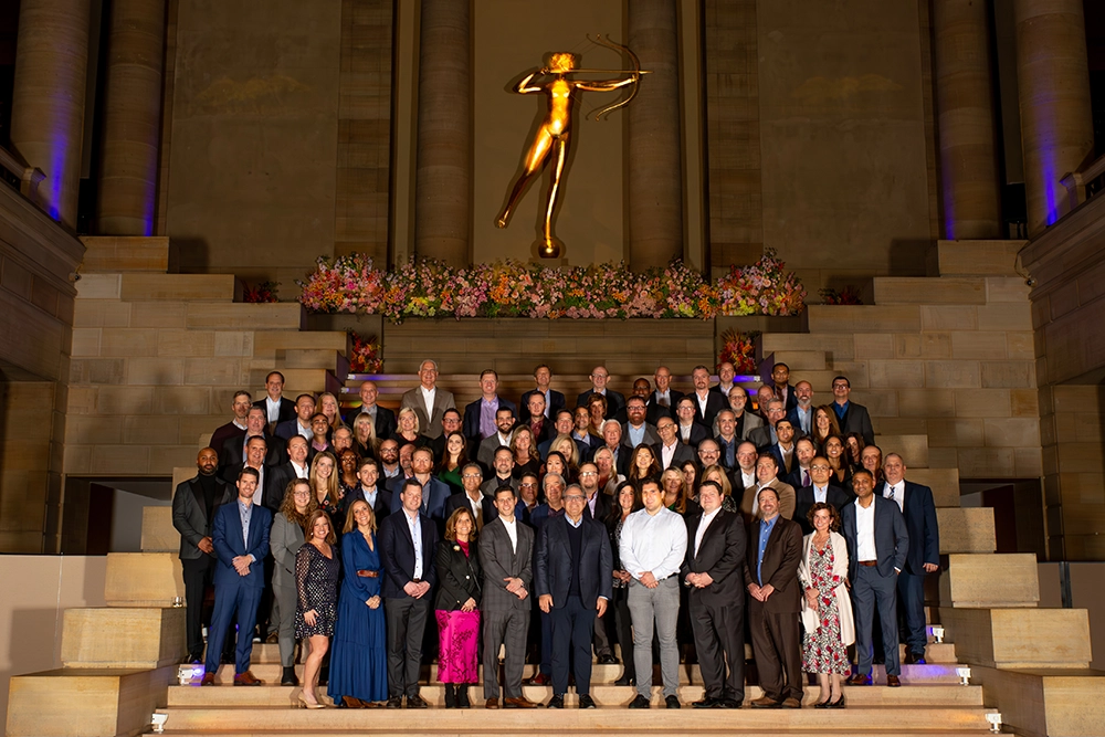 Stan with many of Freedom Mortgage's Executive Leadership Team at the Philadelphia Museum of Art in December of 2023